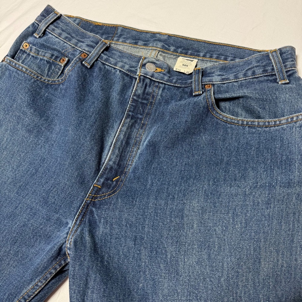 Vintage Levis 505 Jeans Men's 36x36 Blue Denim Red Tab Made in Canada